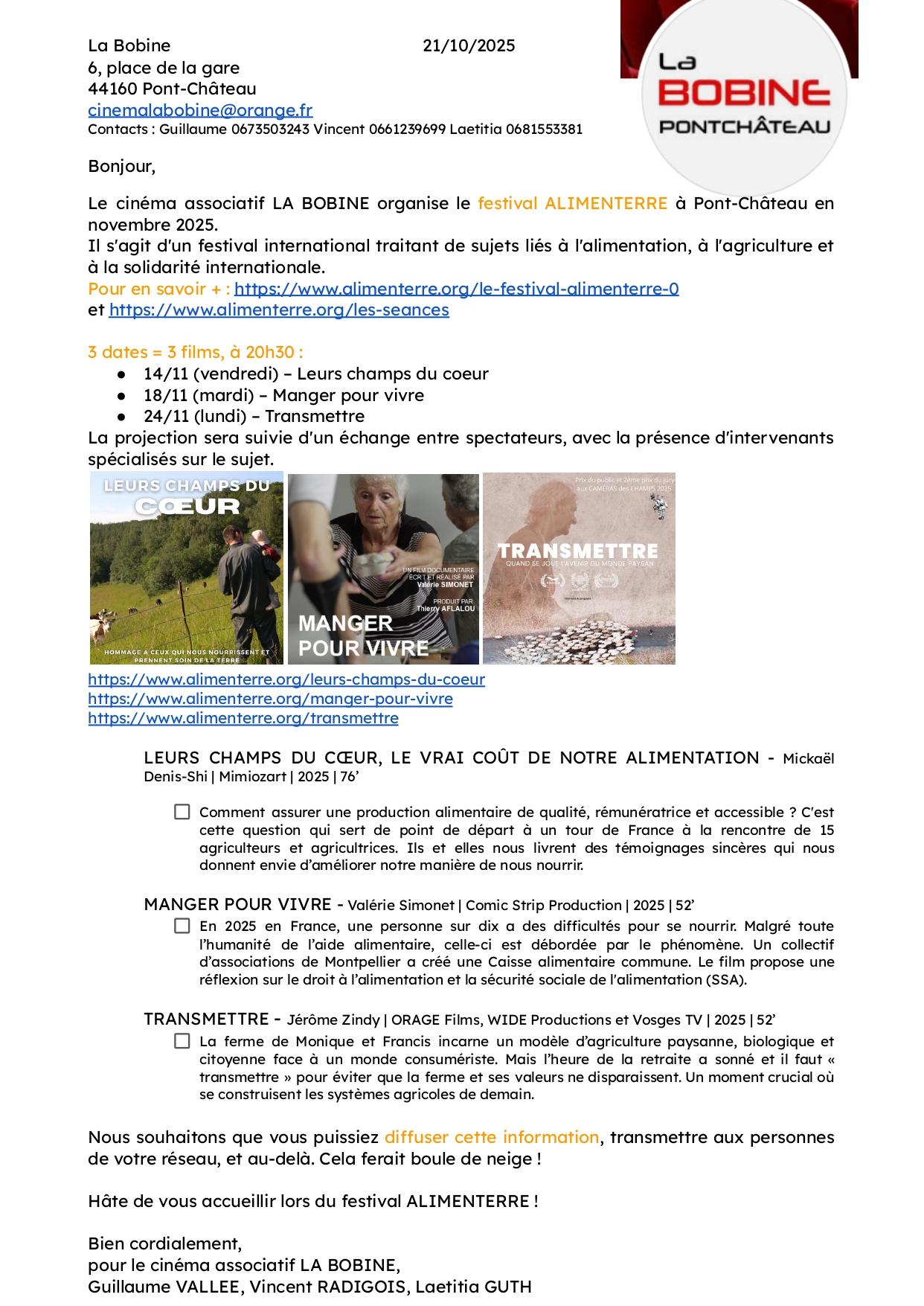 Info festival alimenterre nov25